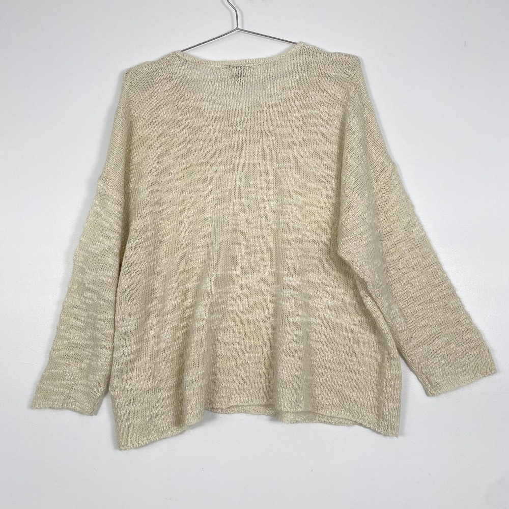 Eileen Fisher Sweater Womens 3X Cream Mohair Blend Open Knit Crewneck Pullover - Picture 5 of 11